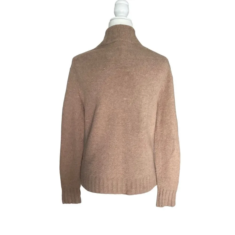 J. Crew Camel Tan Wool Blend Supersoft Yarn Mock Neck Long Sleeve Sweater Size M